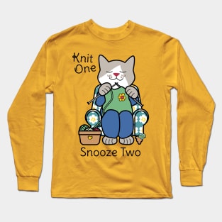 Knit One Snooze Two Knitting Kitty Long Sleeve T-Shirt